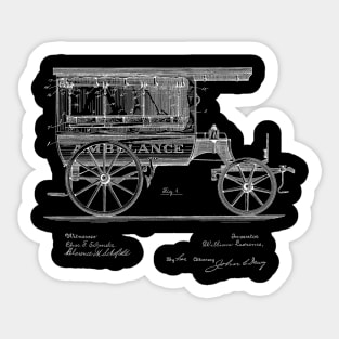 Ambulance Vintage Patent Drawing Funny Novelty T-Shirt Sticker